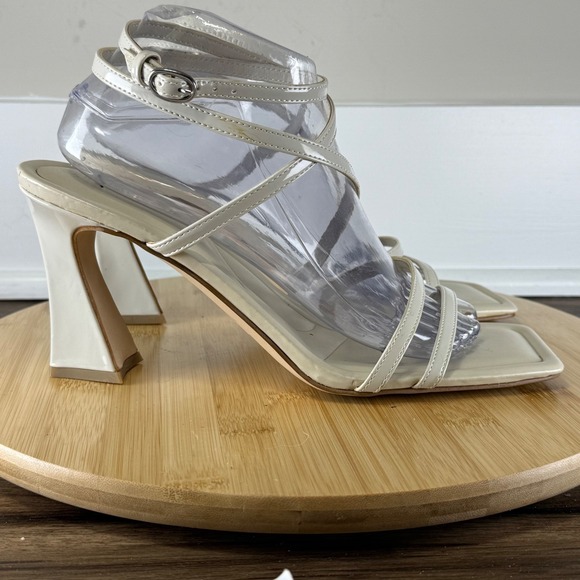 Marc Fisher Shoes - Marc Fisher Mahima Sandals Women's 10 Cream Strappy Square Toe Tapered Heel Chic